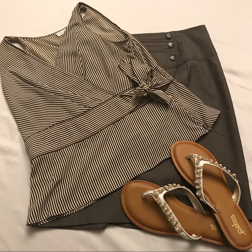 Covington Black & White Striped Blouse